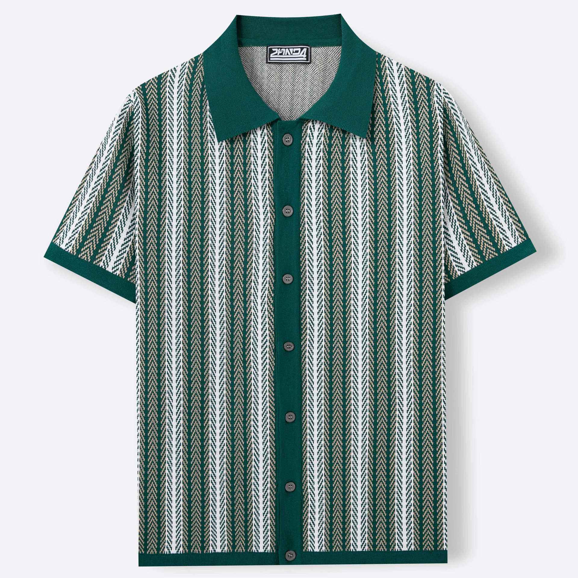 Mens Striped Jacquard Polo Shirt