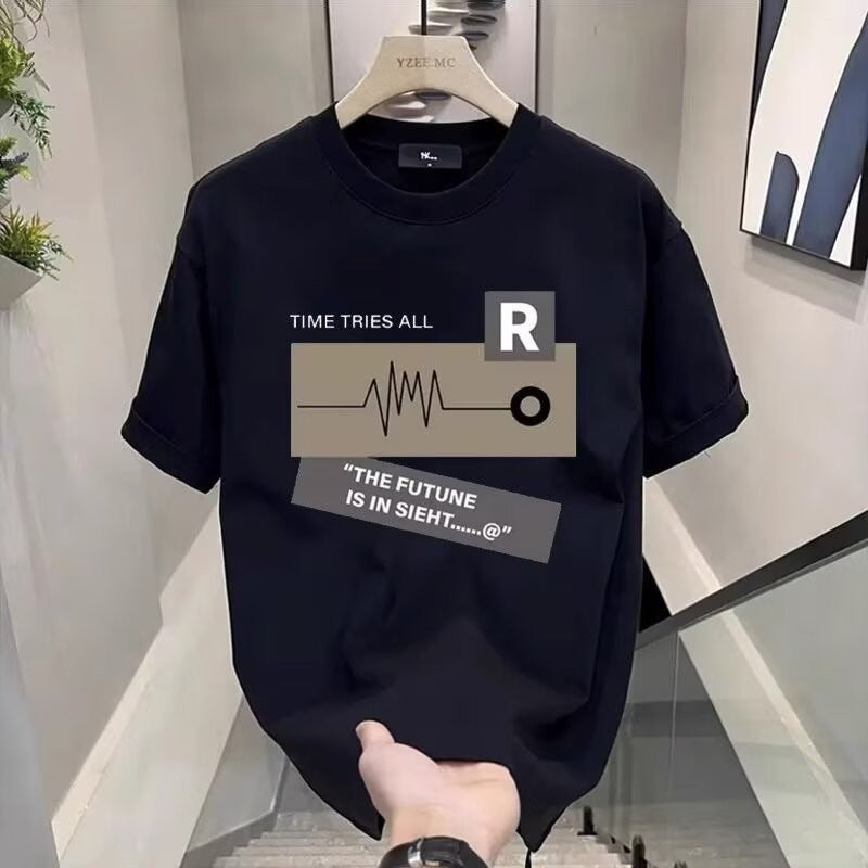 Retro Cotton T-Shirt Loose Fit Short Sleeve Colouronova