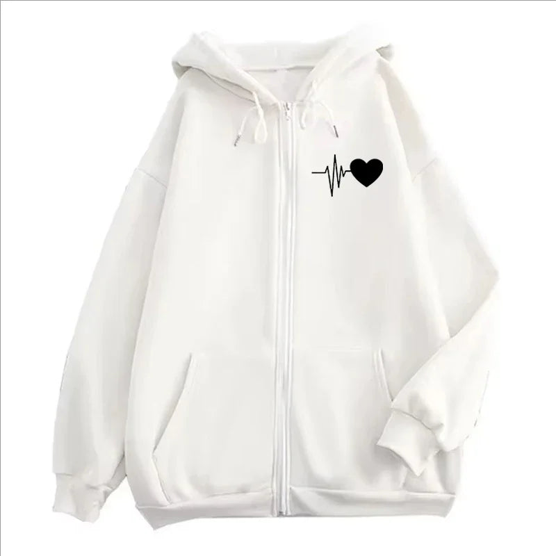 Versatile Women Zipper Hoodie Fall Winter Casual Women Sports Fitness Jacket Coat Simple Fashion Fleece Long Sleeve Sweatshirts - Colouronova