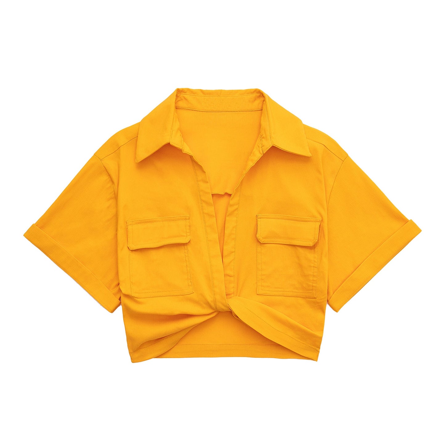 Stretch Linen Blend Short Shirt Colouronova