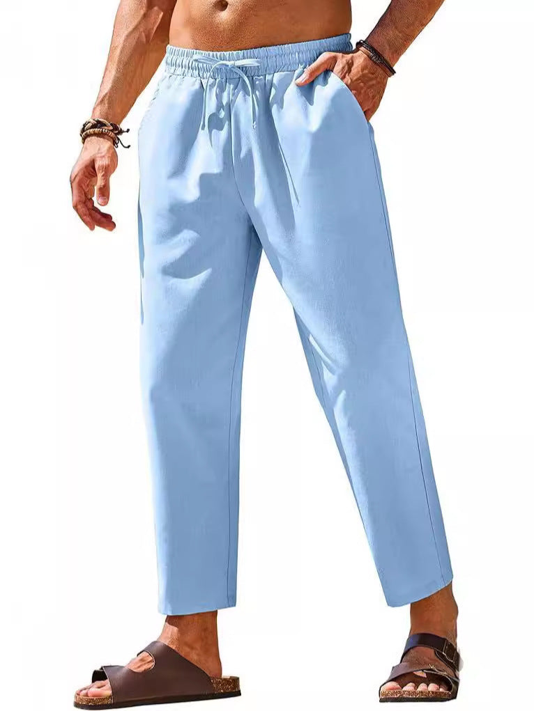 Men's Linen Drawstring Casual Pants Colouronova