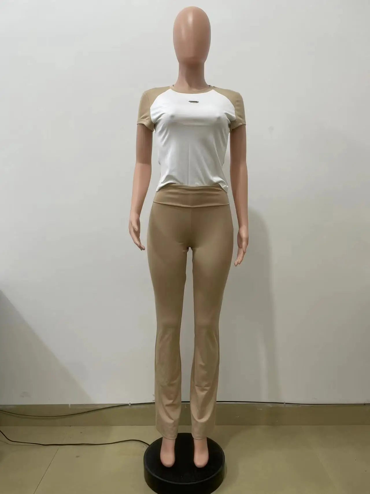 Pant Set Women Two Piece Sets Y2k Streetwear Short Sleeve Tops Long Pants Bodycon Jogger Yoga Matching Sets Sportswear Spring - Colouronova