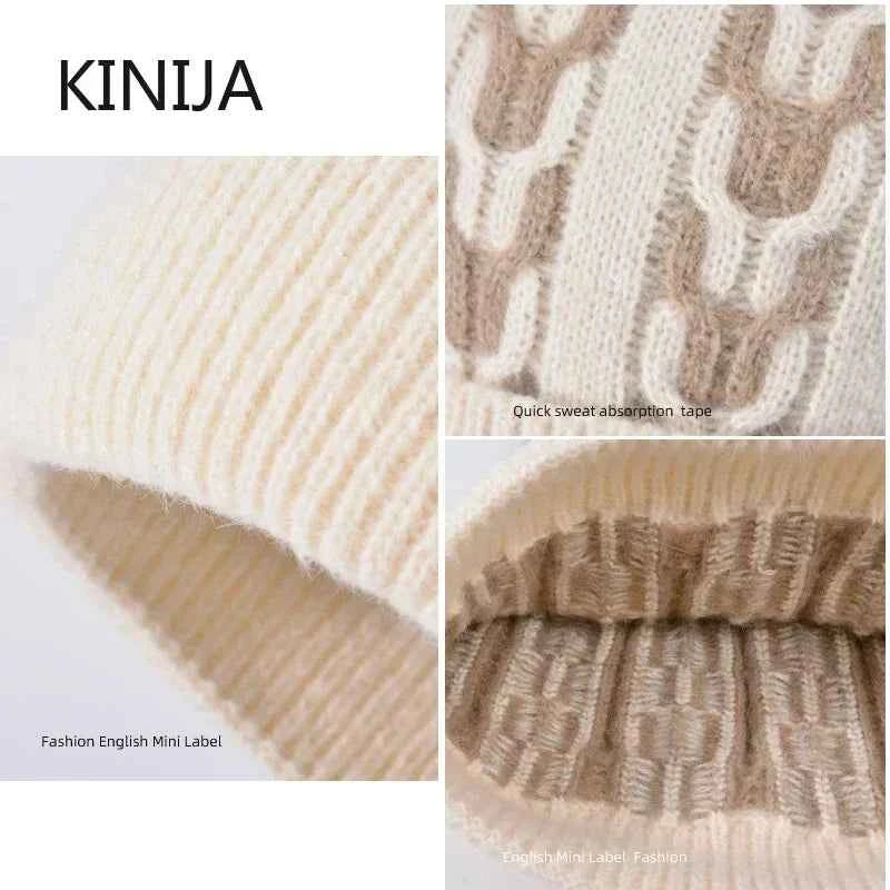 Winter Knitted Hat Scarf Set for Men Women Cold Proof Ear Protection Scarf Warm Skullies Beanie Windproof Outdoor Cycling Skiing