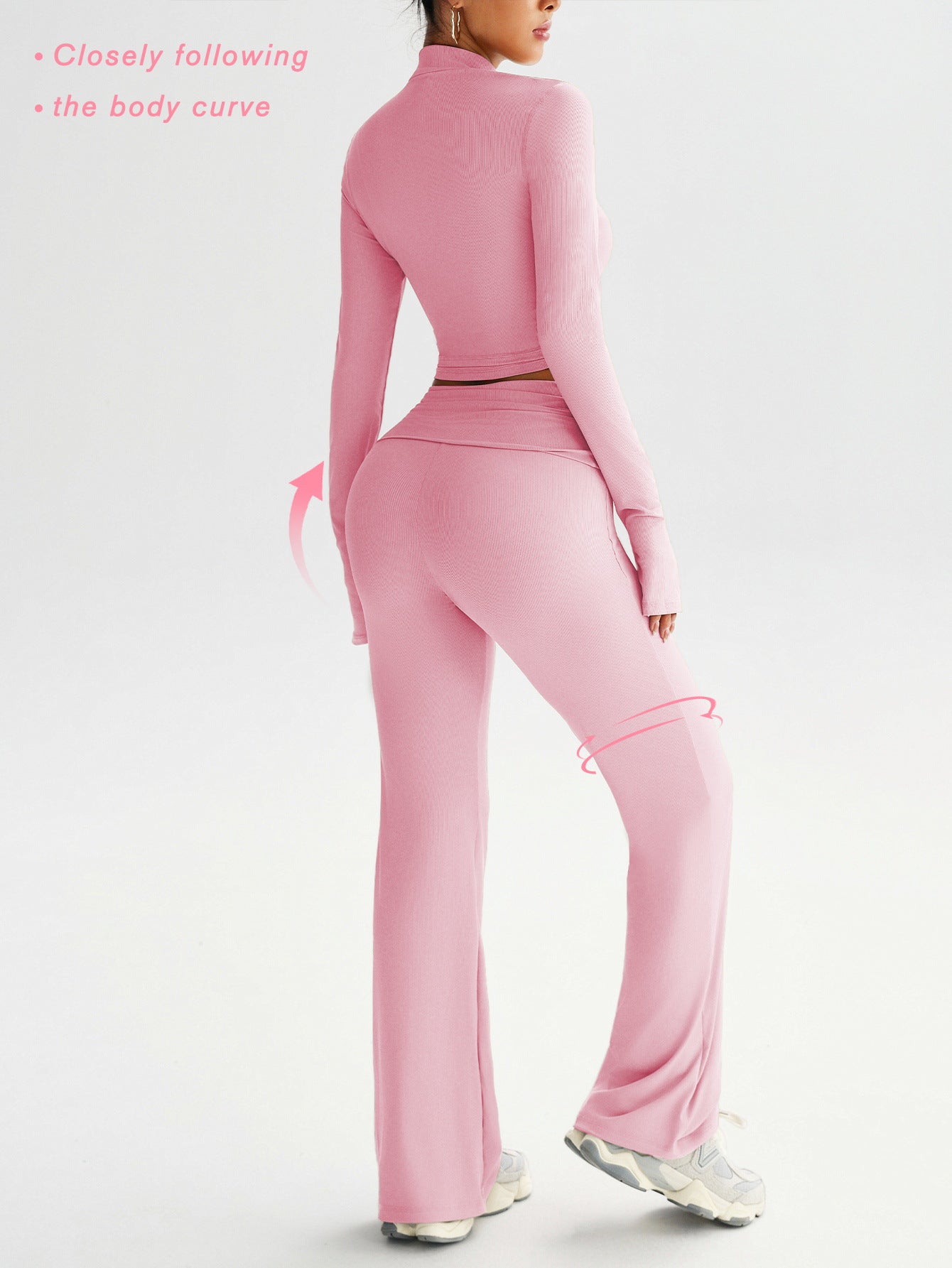 Womens Ribbed High-Waisted Sportswear Set Colouronova