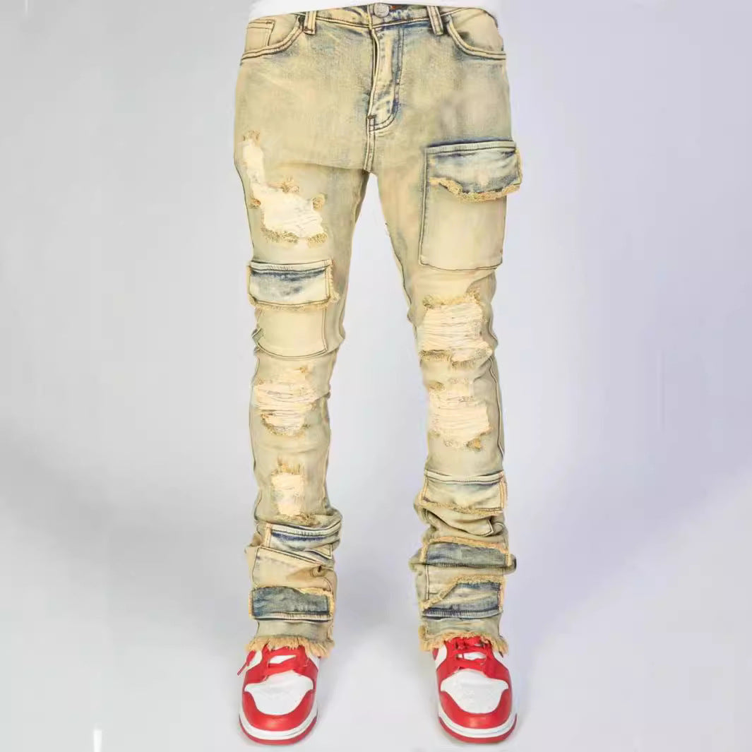 Straight-fit stretch denim pants Colouronova