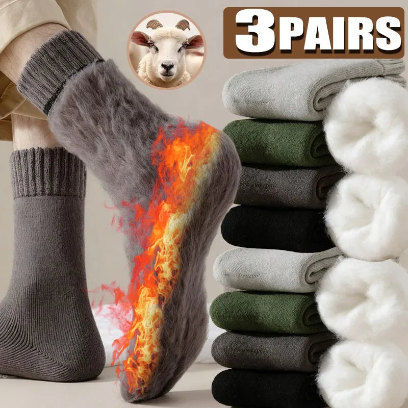 1/3Pairs Winter Warm Thicken Socks Fleece Lined Plush Warm High Tube Long Socks Solid Color Cold Weather Women Men Comfortable - Colouronova