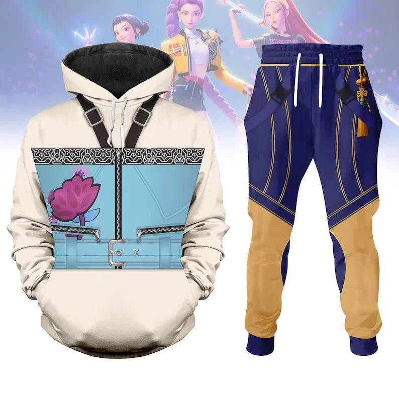 Hot KPop Demon Hunters Cosplay Hoodies Set 3D Print Men Women Anime Sweatshirt Jogger Suit Autumn/Winter jogging 2Pcs Sets Colouronova