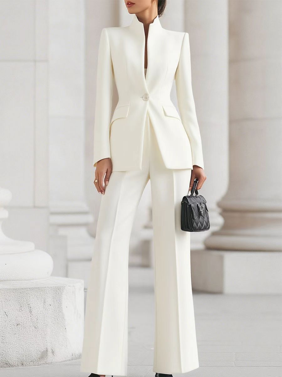 Women's Long Sleeve Blazer and Trousers Set Colouronova