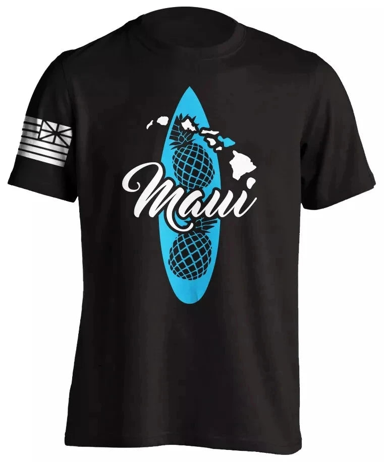 Men's Cotton Shirt OAHU HAWAII SURFING Distressed TShirt Unisex Surf Board Beach Tee Tops Summer Fashion Casual Short Sleeves Colouronova