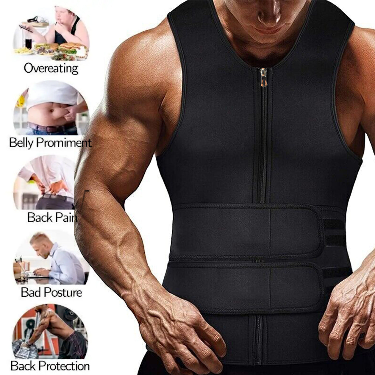 Men's Double Belt Workout Shaper Vest Colouronova