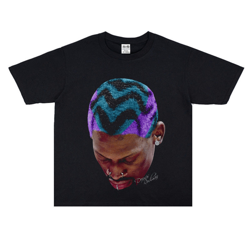 Vintage Basketball Player Print Cotton T-Shirt Colouronova