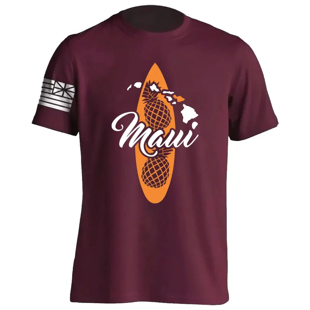 Men's Cotton Shirt OAHU HAWAII SURFING Distressed TShirt Unisex Surf Board Beach Tee Tops Summer Fashion Casual Short Sleeves Colouronova