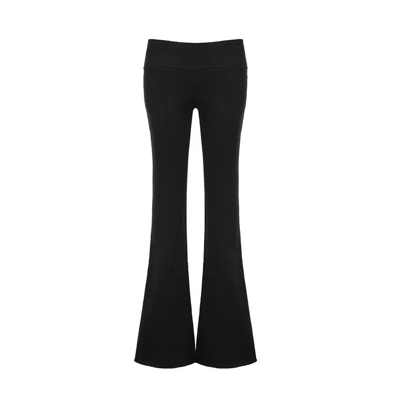 Flare Pants Women Autumn Casual Streetwear Low Waist Thick Sweatpants Slim Fit Leggings Trousers Female Joggers Floor Length - Colouronova