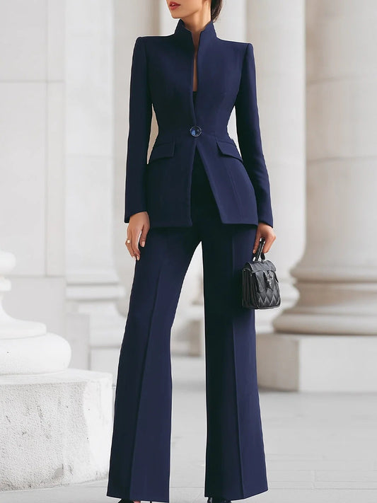 Women's Long Sleeve Blazer and Trousers Set Colouronova