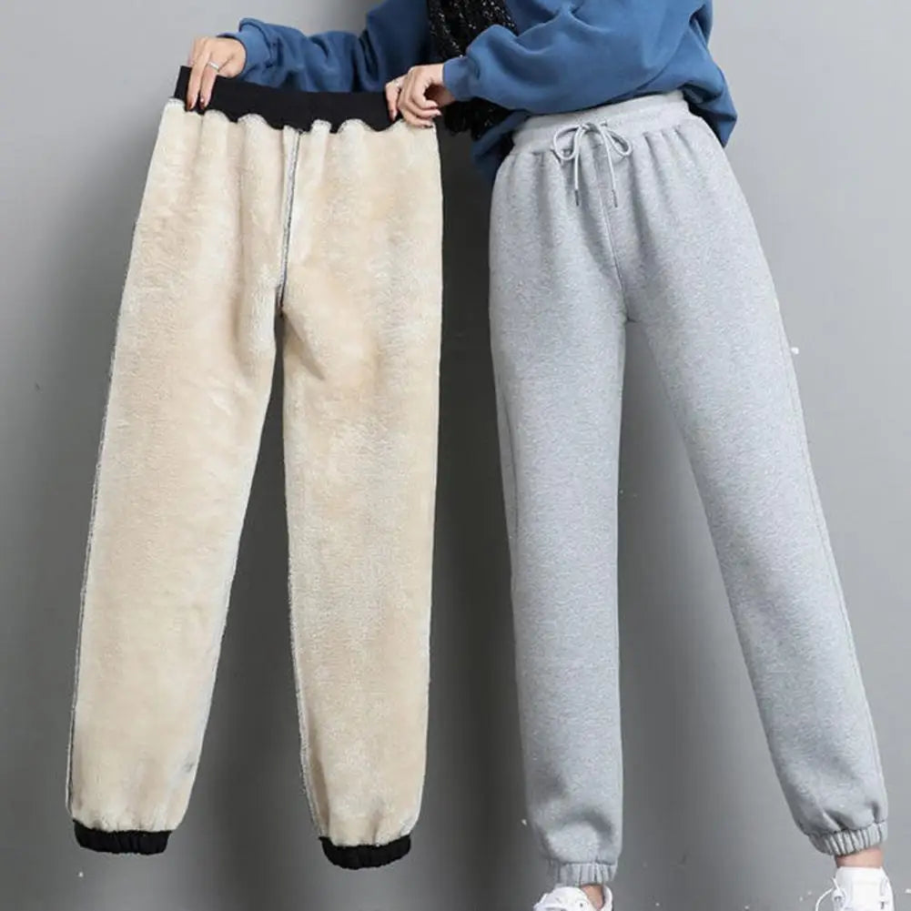 Winter Warm Fleece Pants Women 2023 Lambswool Thick Heavy Cotton Thermal Sweatpants Male Trousers Casual Fashion Men Joggers - Colouronova