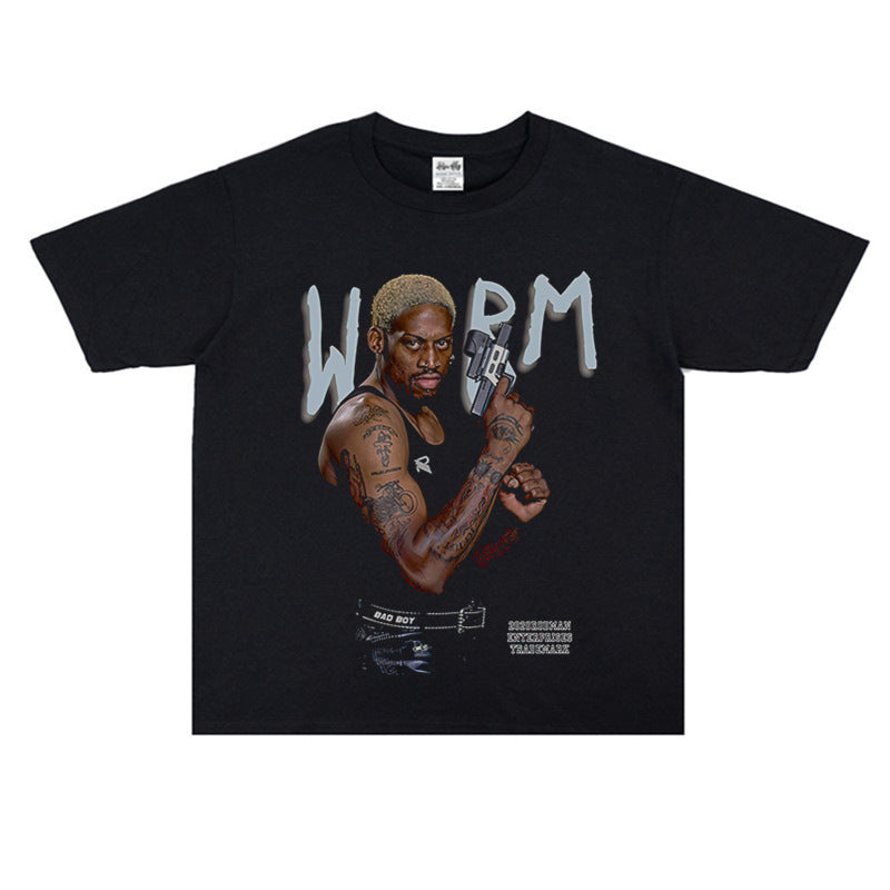 Vintage Basketball Player Print Cotton T-Shirt Colouronova