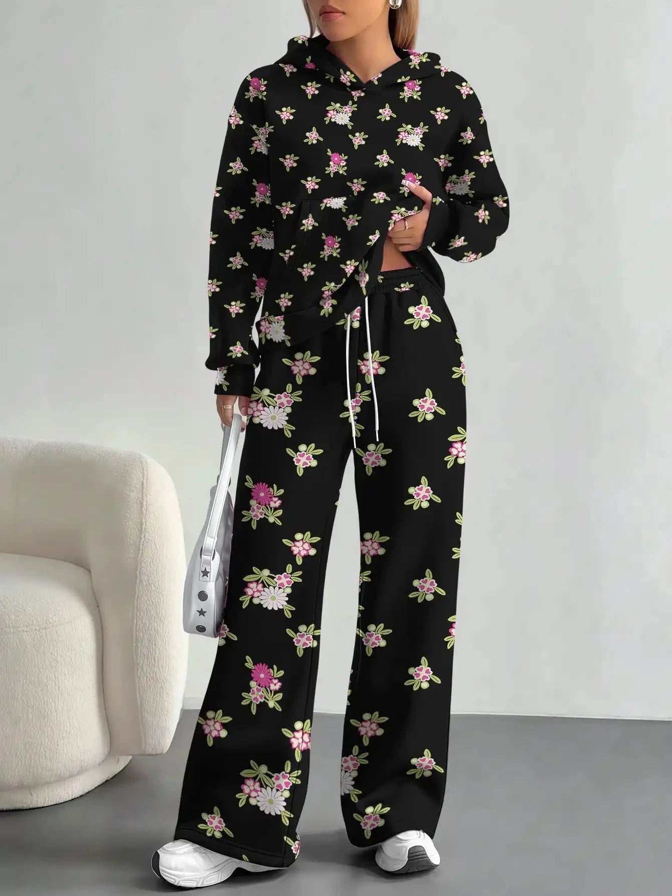 Splicing foreign trade 2025 floral pattern new hot style autumn and winter new fashion casual European and American suits for Colouronova