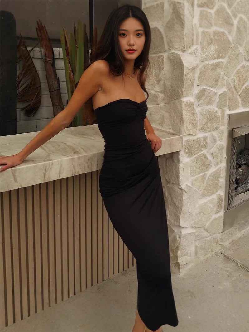 long solid color dress