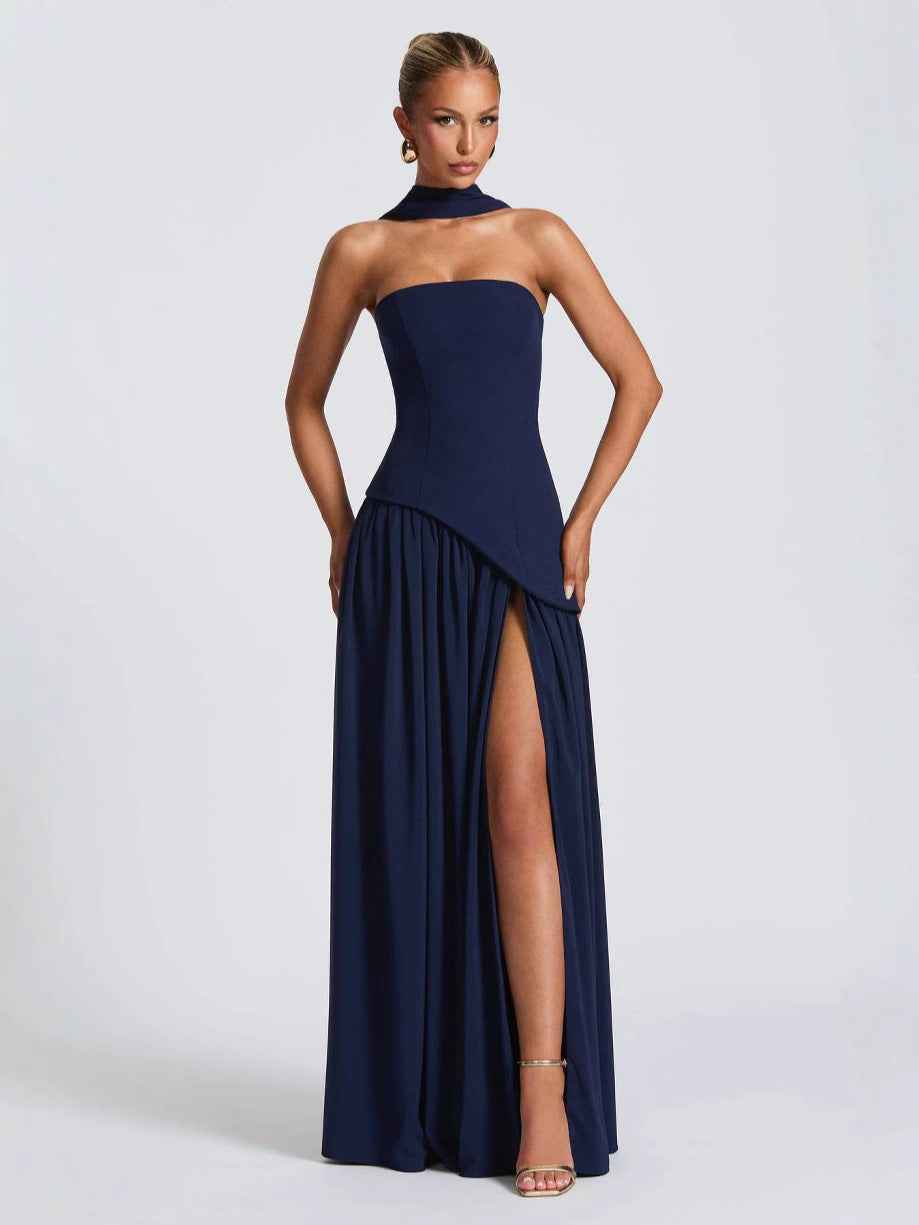 Elegant Bodycon Long Dress with Crossover Strap