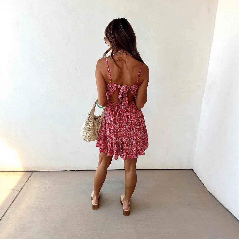 Bohemian Print Spaghetti Strap Dress