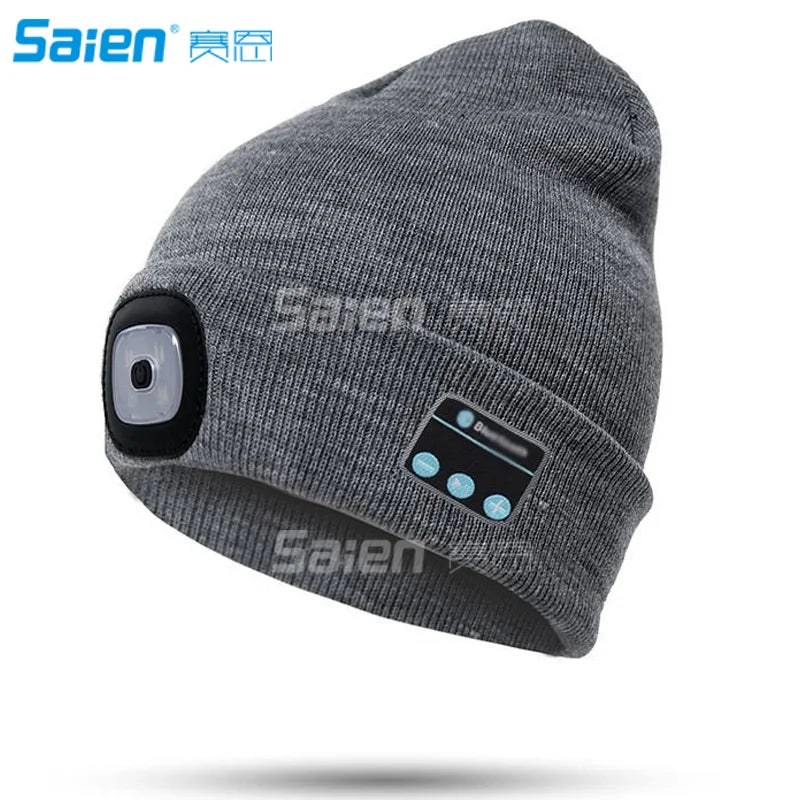 LED Beanie Hat, Built-in Stereo Speakers & Mic, USB Rechargeable LED Lighted Knit Cap, Unisex Christmas Gifts for Men, Women - Colouronova