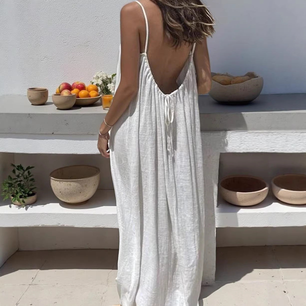 Womens Backless Loose Dress Colouronova
