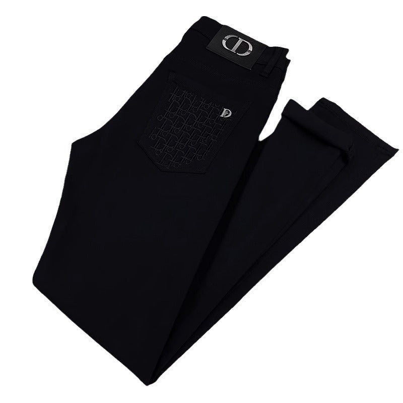 Men's Embroidered Slim-Fit Stretch Jeans Colouronova