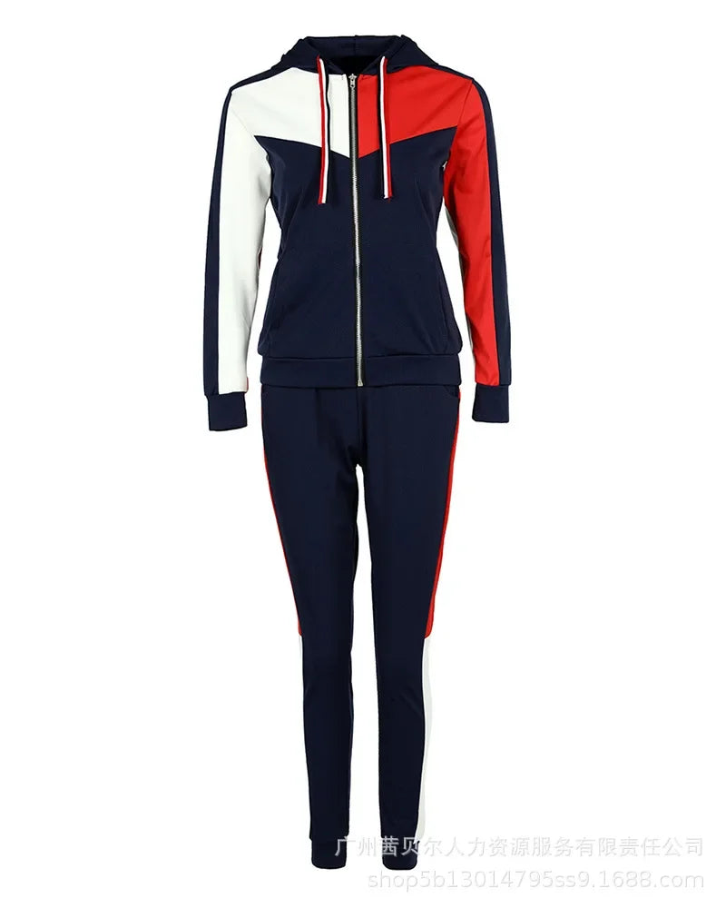 Women Two Piece Set Tracksuit Pant Sets Hooded Zipper Sport Sweatshirts Y2k Pencil Pants Jogger Suits Autumn Spring Streetwear - Colouronova