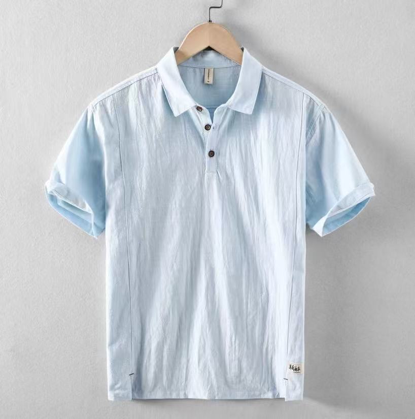 Mens Slim Fit Linen Short Sleeve Shirt Colouronova