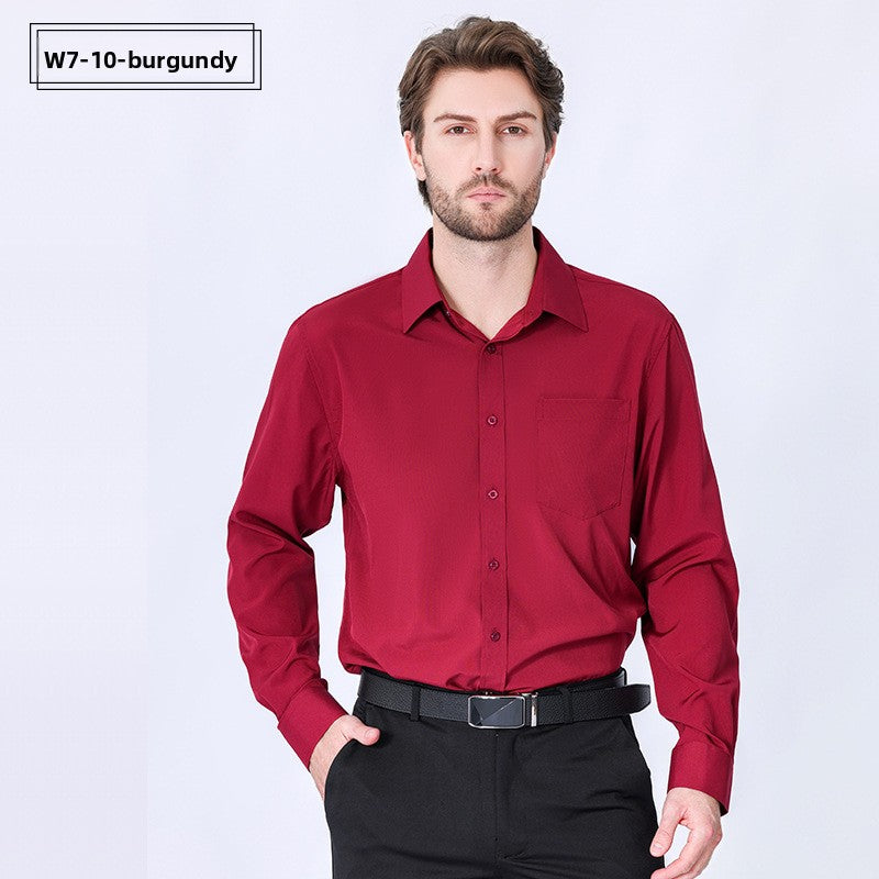 Men's Long-Sleeve Anti-Wrinkle Business Casual Shirt Colouronova
