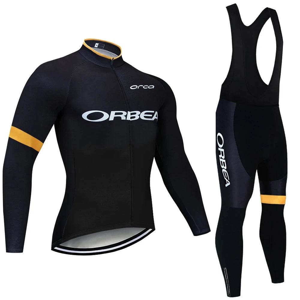 Winter 2025 BLACK Cycling Jersey ORBEA ORCA Bike Jacket Pants Men Thermal Fleece Team Ropa Ciclismo MTB Road Bicycle Clothing Colouronova