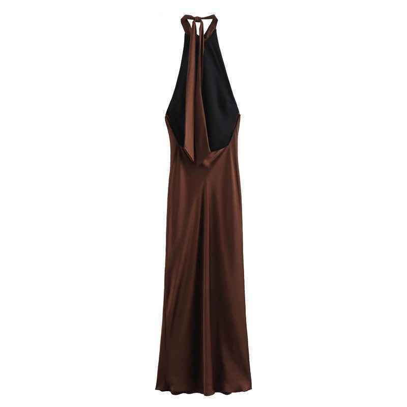 Women's Satin Halter Neck Dress