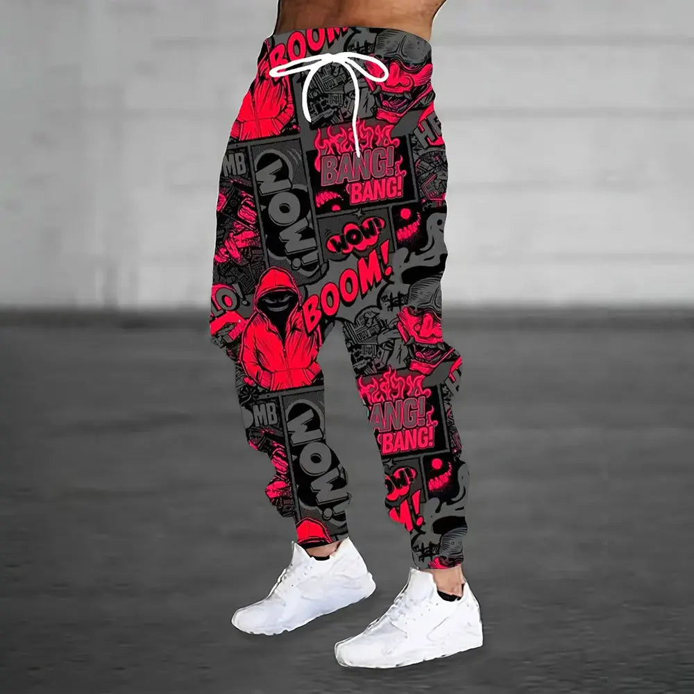 Winter New Thick Warm Pants Fashion Skull Printed Sweatpants Men's Sports Pants Men's Loose Casual Pocket Drawstring Sweatpants - Colouronova