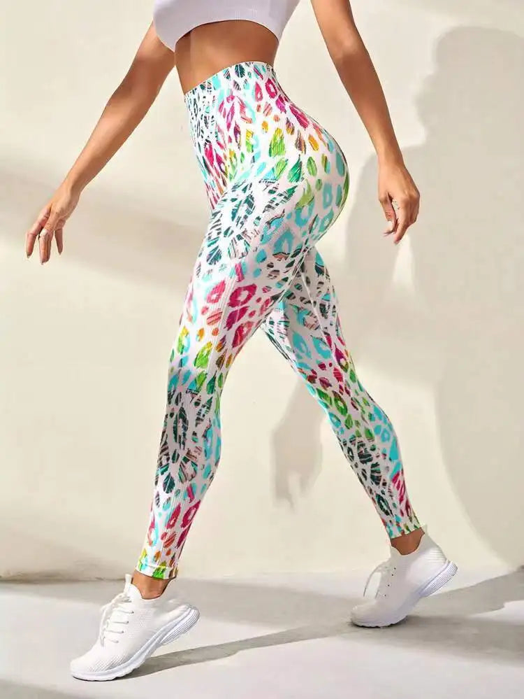 New Tye Die Seamless Yoga Pants 3D Printed Women High Waist Lifting Hip Honey Peach Hip Fitness Gym Leggings Running Sport Pants - Colouronova