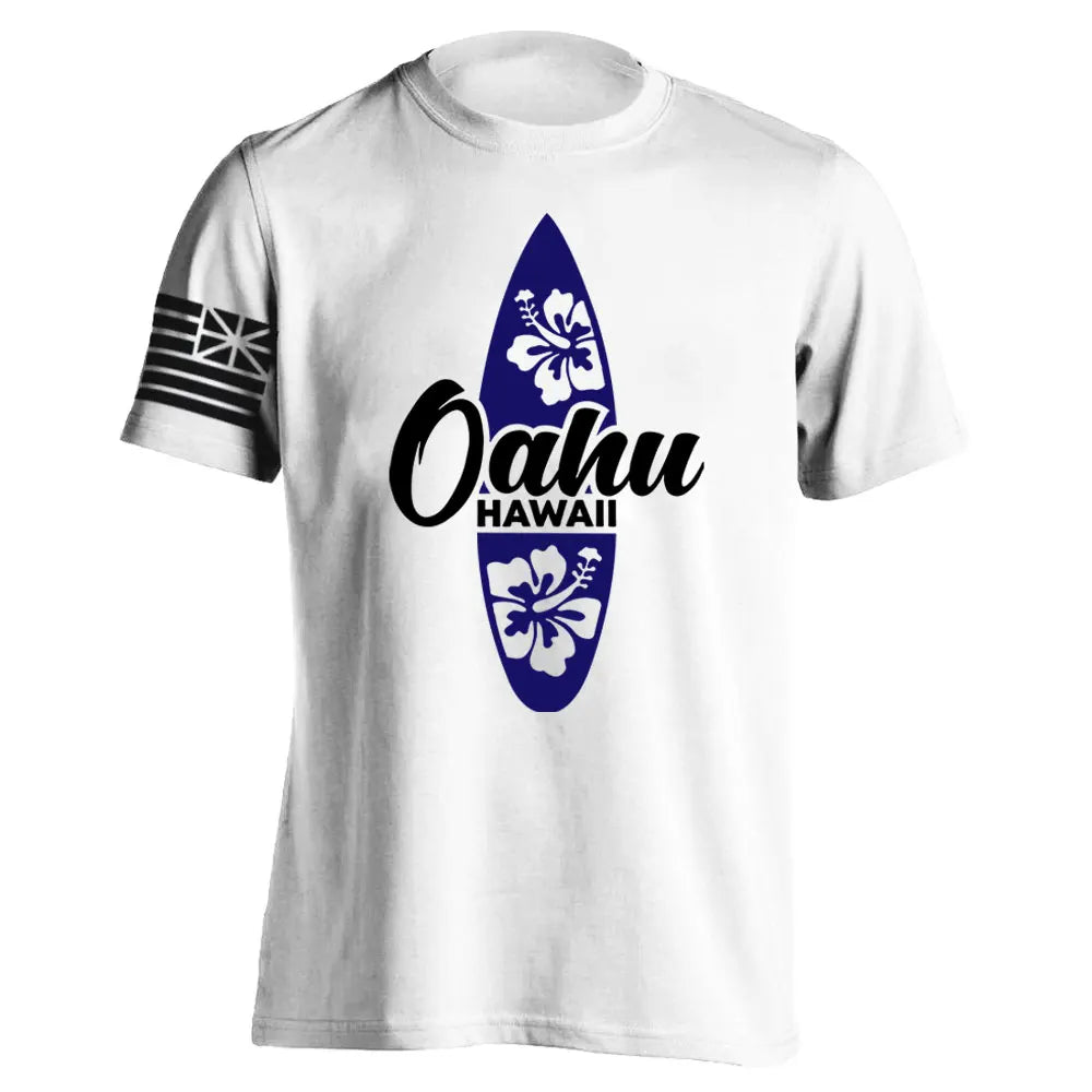Men's Cotton Shirt OAHU HAWAII SURFING Distressed TShirt Unisex Surf Board Beach Tee Tops Summer Fashion Casual Short Sleeves - Colouronova