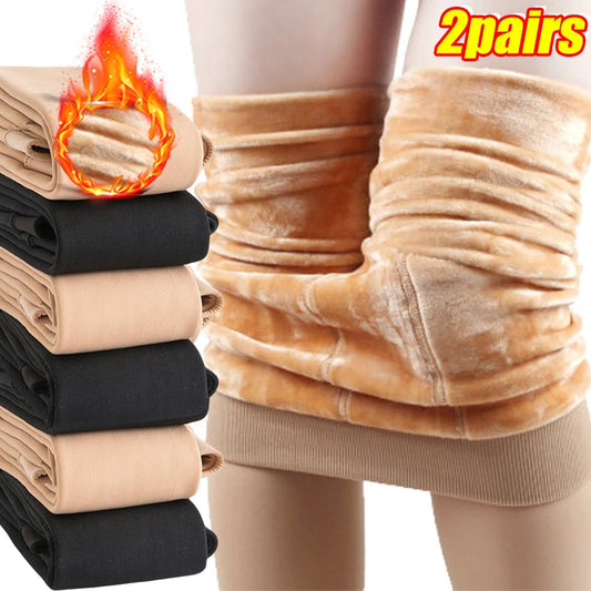 Thickened Thermal Tights Leggings Women Winter Fleece Velvet Thermo Stockings High Waist Elastic Slim Sexy Translucent Pantyhose - Colouronova