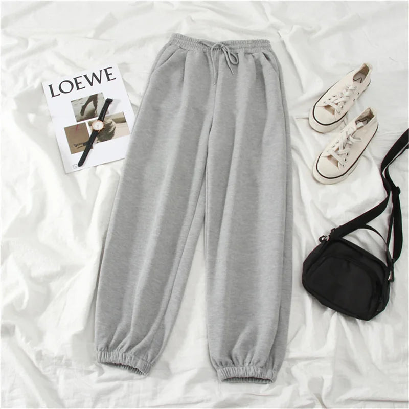 Women Solid Sweatpants Autumn Baggy Fashion Oversize Sports Pants Winter Joggers - Colouronova