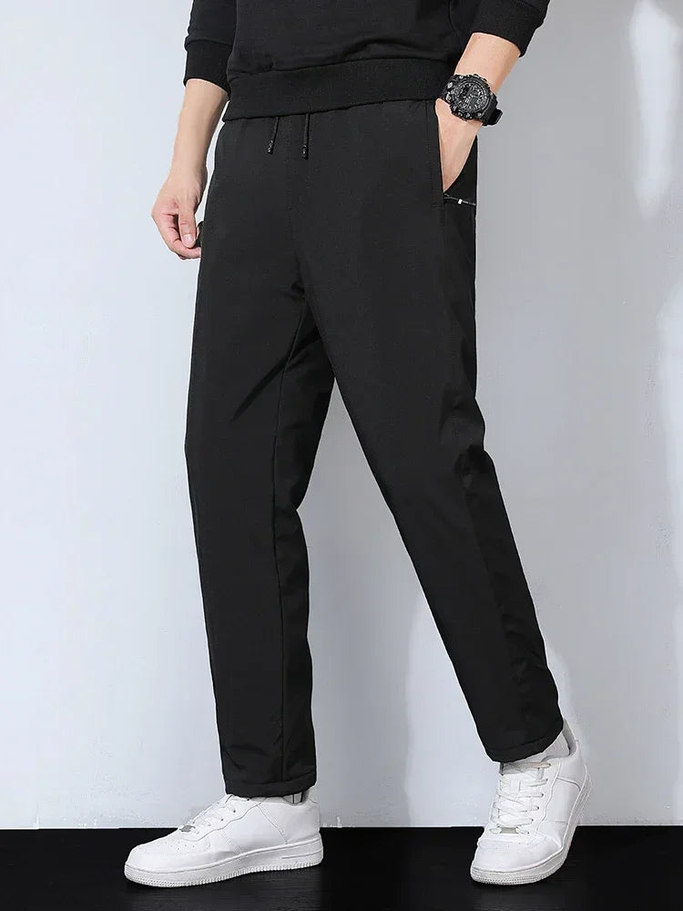 Winter Thick Warm Fleece Sweatpants Men Joggers Plus Size Straight Long Track Pants Windproof and Waterproof Thermal Trousers - Colouronova