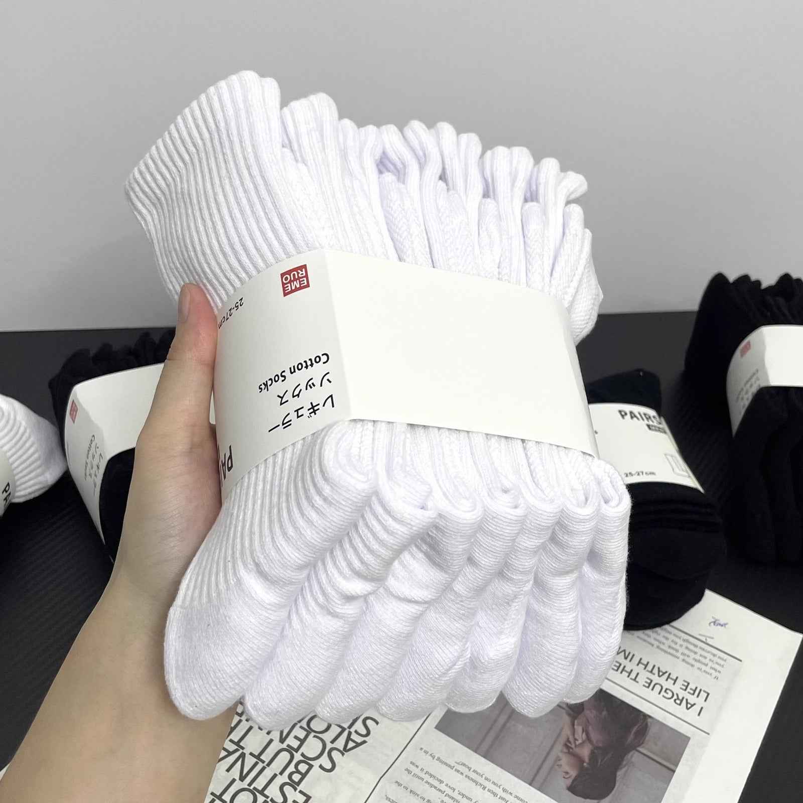 White mid-calf socks