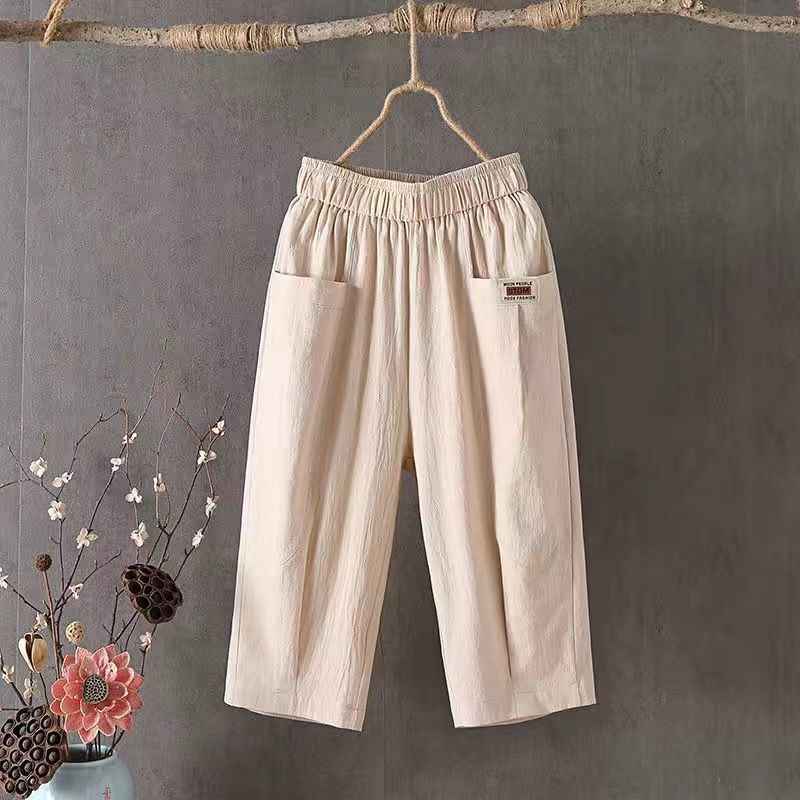 Women's cotton and linen capri pants