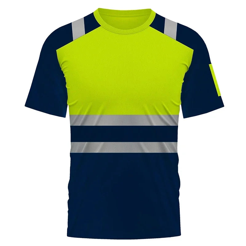 High Visibility Safety Work Shirts Summer Breathable Work T Shirt Reflective T-shirt Quick Dry Hi Vis Shirts Large 2xS-5XL - Colouronova