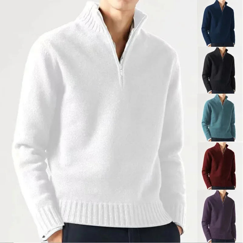 Zipper Jumpers Men White Pullovers Autumn Winter Spring Sweaters Sweater Jumpers Elegant Streetwear Y2k Tops Short Jumper - Colouronova