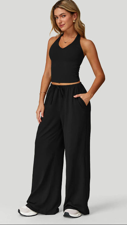 Sleeveless Vest and Wide-Leg Pants Set Colouronova
