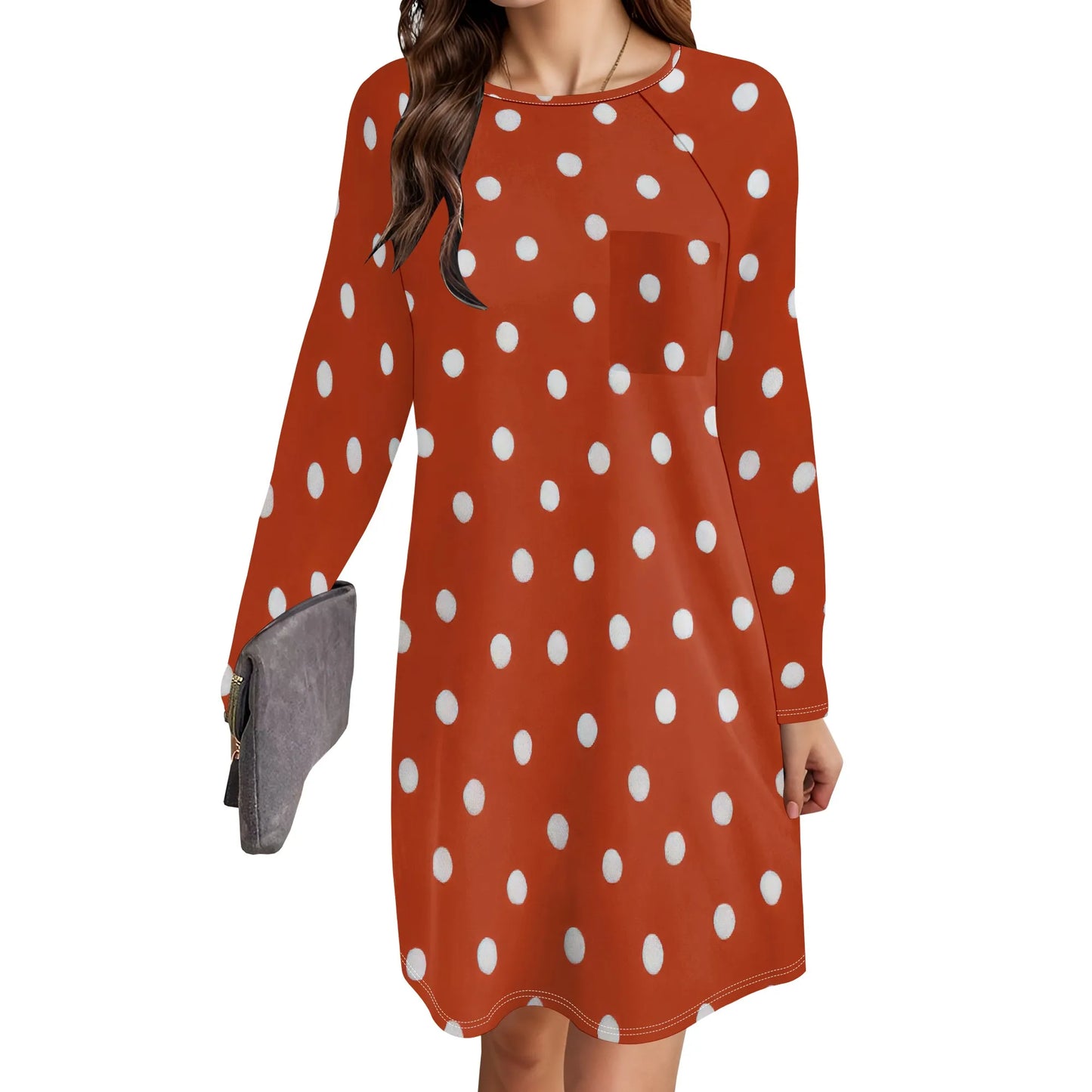 Women's Animal Print Dress Long Sleeve Crew Neck Winter Pullover Casual Loose Comfort Midi Dresses - Colouronova