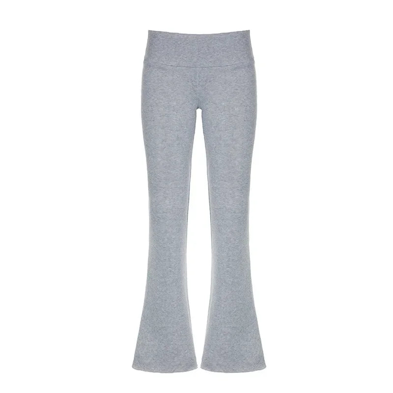 Flare Pants Women Autumn Casual Streetwear Low Waist Thick Sweatpants Slim Fit Leggings Trousers Female Joggers Floor Length - Colouronova