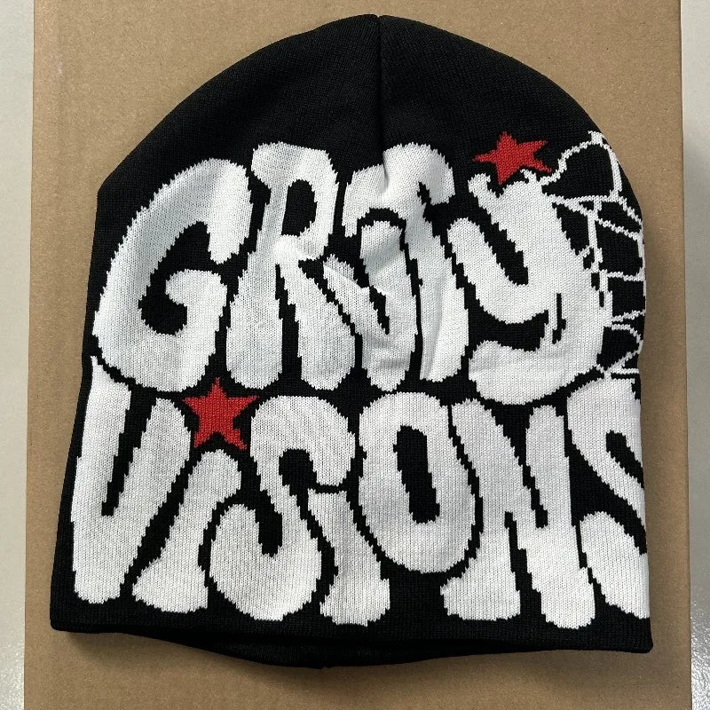 Fanceey Trendy Y2K Knitted Hat Jacquard Beanie Winter Warm Cap for Men Women Unisex Fashion Streetwear Outdoor Riding Skull Cap - Colouronova