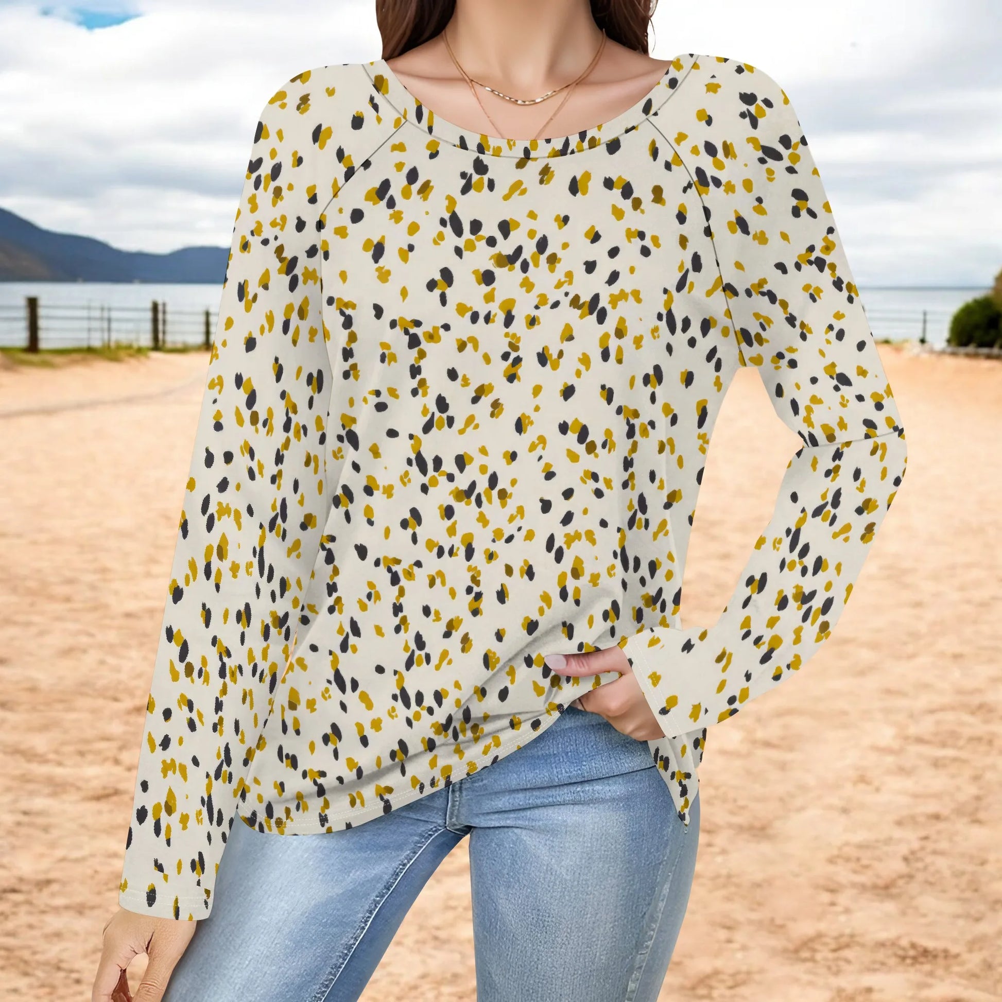 Women's Puff Long Sleeve Tunic Tops Pleated Crew Neck Blouses Dressy Casual Loose Fit Winter and Spring Shirts - Colouronova