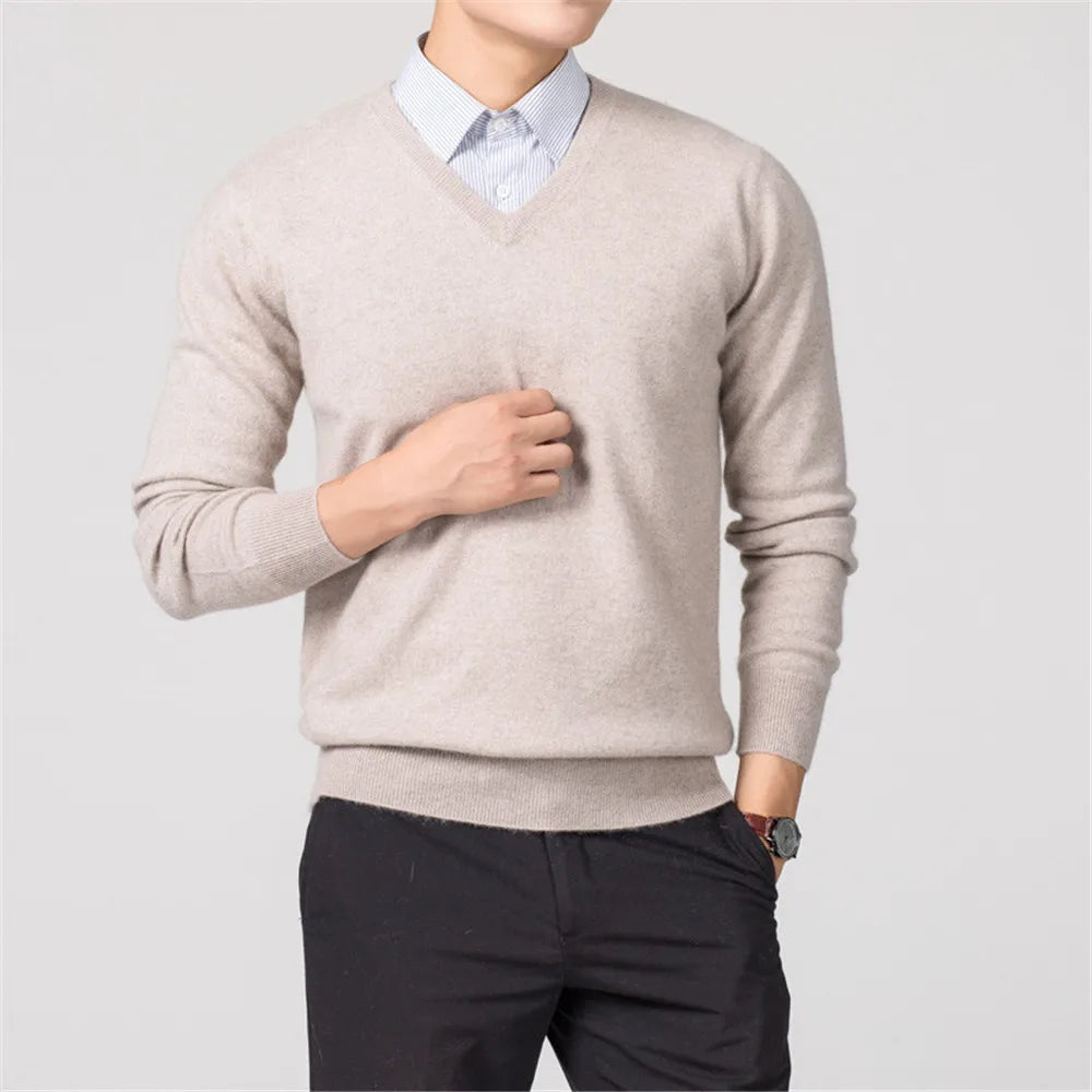 Men's Sweaters V-neck Pullovers Cashmere Knitting Hot Sale Spring Women Sweaters Wool Knitwear High Quality Jumpers Clothes - Colouronova