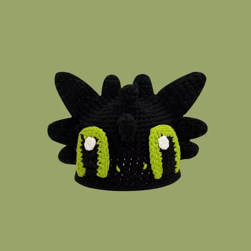 Halloween Green Monster Shrek Style Knitted Hat Funny Cartoon Beanie Cute Strawberry Head Cover Cosplay Party Props for Gifts - Colouronova