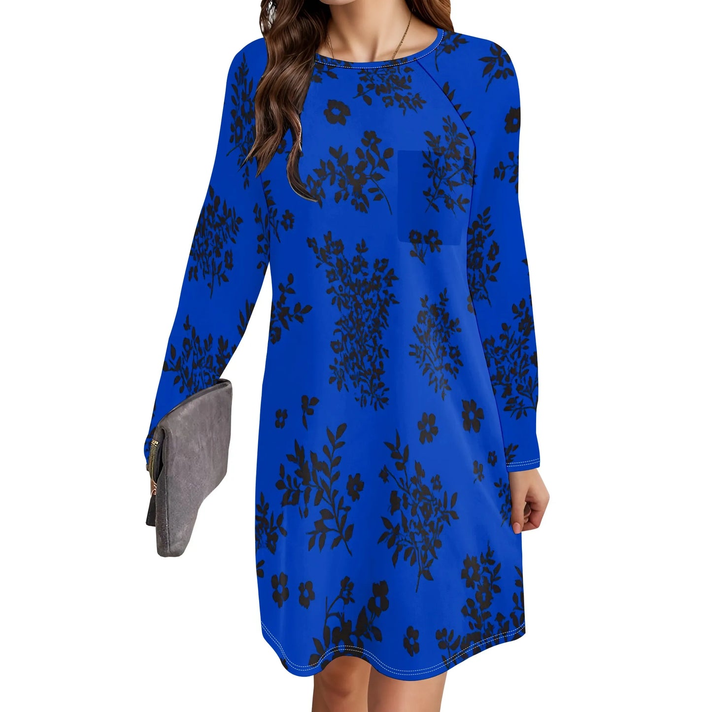 Women's Animal Print Dress Long Sleeve Crew Neck Winter Pullover Casual Loose Comfort Midi Dresses - Colouronova